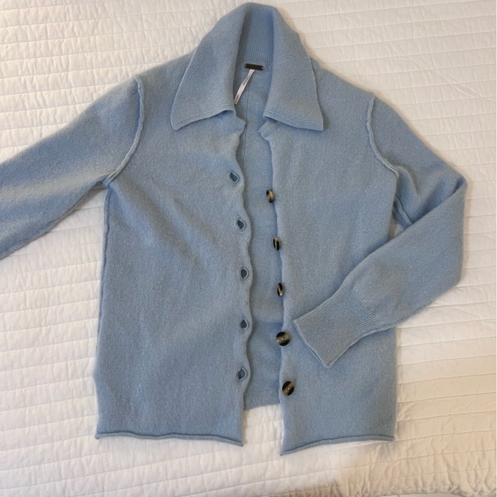 Free People Baby Blue Paloma Cashmere Cardigan - Picture 2 of 10